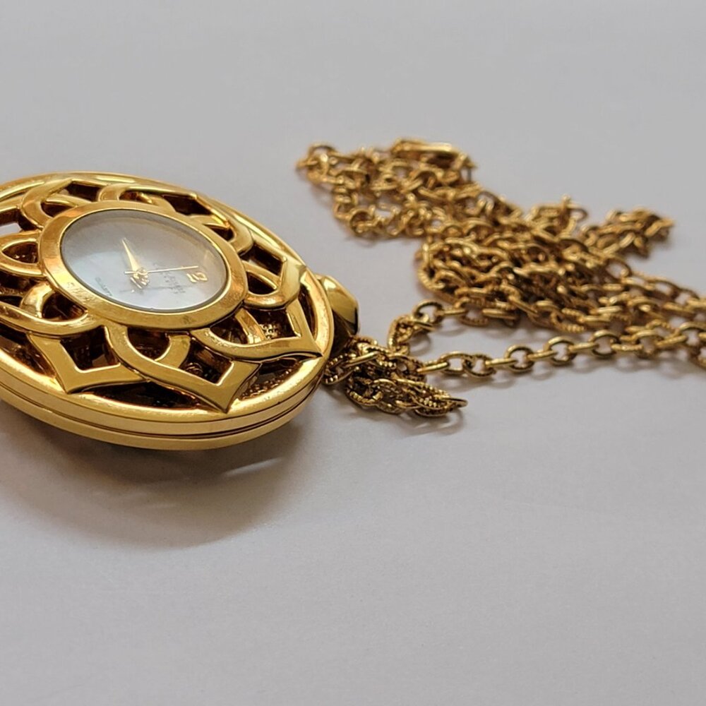 Stunning Joan Rivers Rhinestone Watch Pendant Chain Necklace - Picture 5 of 9